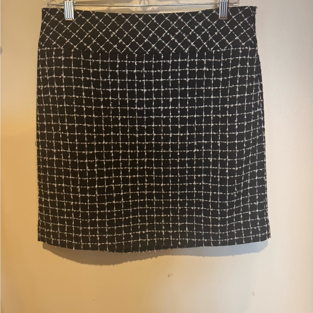 LOFT Black and White Grid Mini Skirt